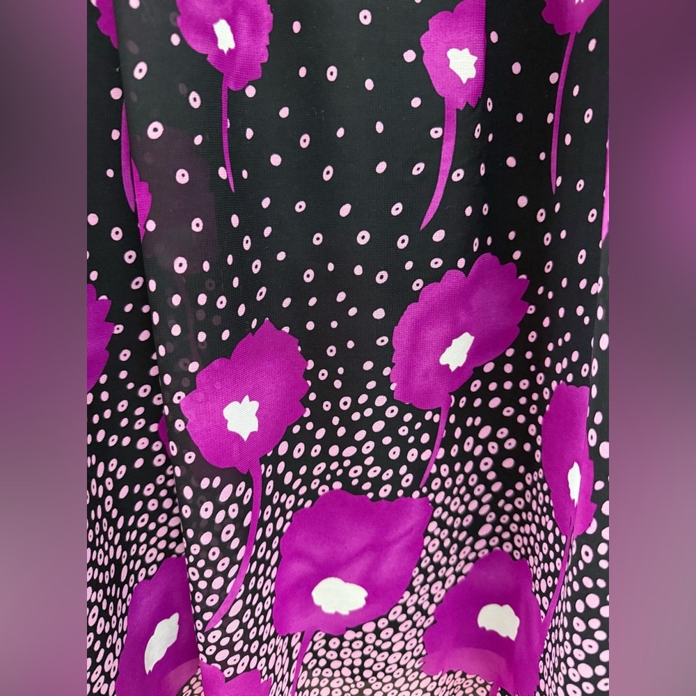 S.L. Fashions Vintage Black & Purple Floral Polka Dot Empire Waist | Dress 20W - Picture 5 of 12